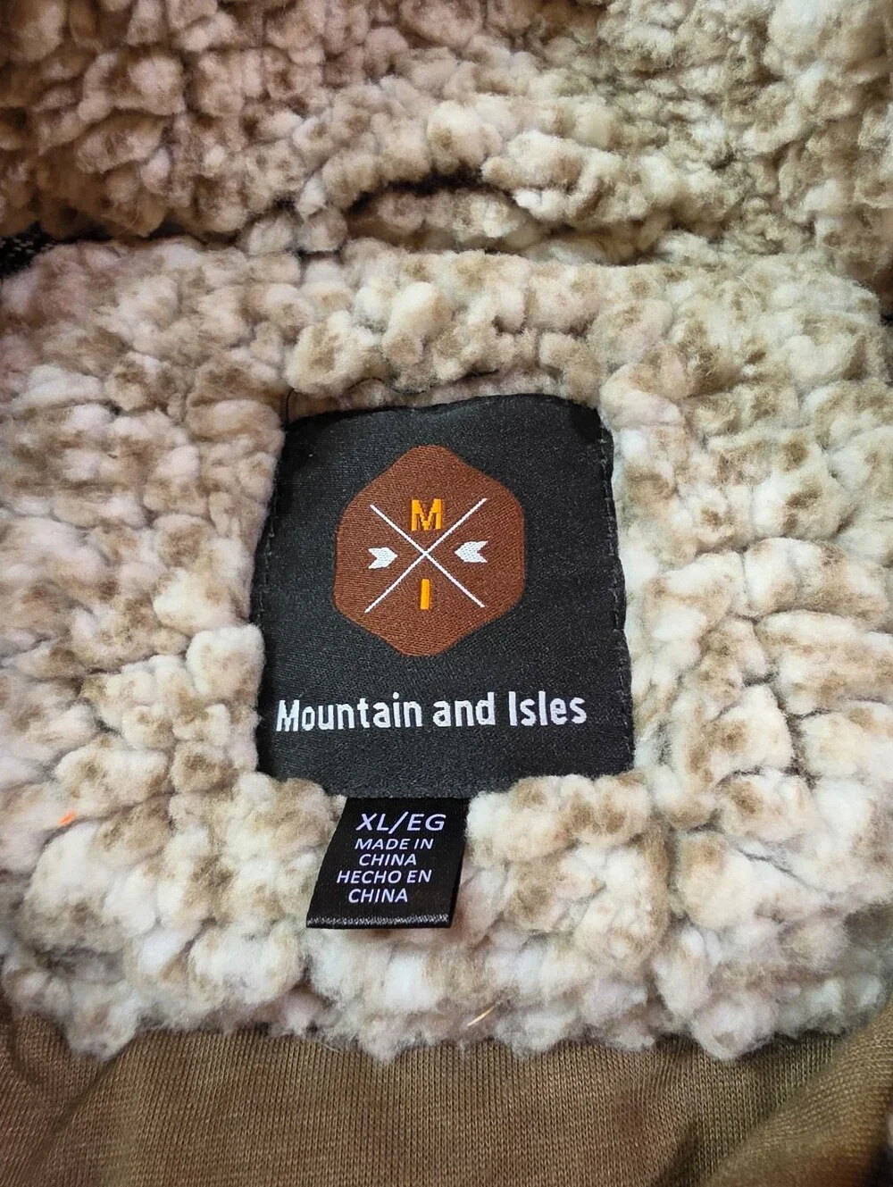 Mountain & Isles Sherpa Mens XL Shirt Quarter Zip Pullover Fleece Oatmeal/Brown